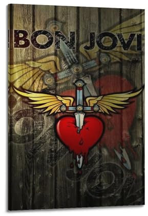 GOUYOONL Musikposter mit Bon Jovi, dekoratives Gemälde, Leinwand, Wandposter und Kunstdruck, moderne Familienschlafzimmer-Dekoration, Poster, 60 x 90 cm