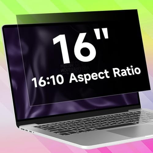 16 Inch 16:10 Laptop Privacy Screen Filter, Anti Blue Light Glare & Anti Scratch Computer Privacy Shield for 16 with 1920x1200 Aspect Ratio Laptop
