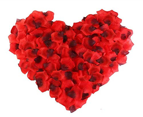 SamHeng 1000pcs pétales de Rose en Soie pétales de Fleurs en Tissu Artificiel pour fête de Mariage Saint Valentin Anniversaire décorations de Table romantiques émulation pétales de Rose(Rouge foncé)