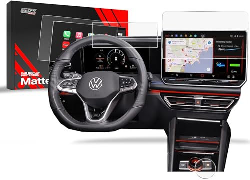 GRIZZ GLASS - Schutzfolie Auto - Schutzschicht für den Innenraum - Schützt vor Kratzern und Schmutz - CarDisplay-Schutz für VW Tiguan 3 12,9 (2024-2025) - 3er-Pack - Matte