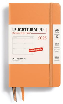 LEUCHTTURM1917 370552 Wochenkalender Pocket (A6) 2025, Apricot, Deutsch