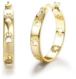 MILACOLATO 925 Silver Gold Hoop Earrings for Women 14K Gold Plated, Silver,Hypoallergenic,Huggie,Sleeper,Small,Paw Print,Earrings Earings for Women 20/30/40MM
