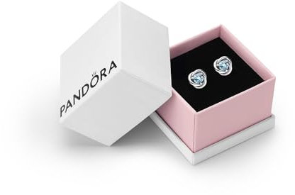Pandora March Sea Aqua Blue Eternity Circle Stud Earrings - Sterling Silver Birthstone Earrings with Man-Made Stones for Women - Gift for Her - With Gift Box