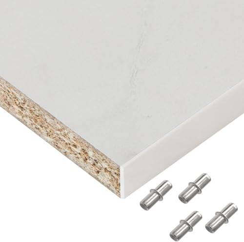 HausFux Einlegeboden, Regalboden nach Maß - 1,9 cm Starke Spanplatte, melaminbeschichtet, einseitige ABS-Kante - Made in Germany - Maßanfertigung - für Möbelbau (India Marmor, 150 x 40 cm)