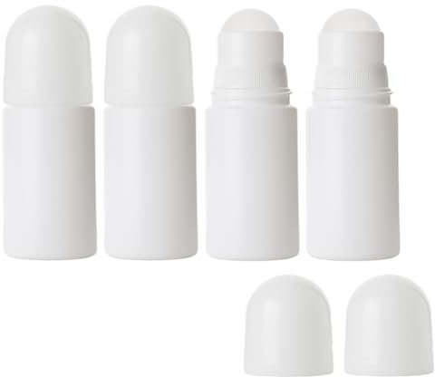 Happyupcity 4Pcs 50ml 1.7OZ White Plastic Roller Bottles Empty Roll On Bottles Leak-Proof Refillable Deodorant Containers Travel Rollerball Bottle for DIY Essential Oil Perfumes Balms