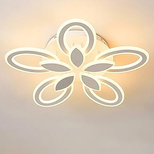 Blumenförmige Deckenlampe Mit Fernbedienung, Moderne Dimmbare Deckenlampe, Wohnzimmer-Schlafzimmer-Deckenlampe, Kein Stroboskopischer Augenschutz, Weiß 5tou