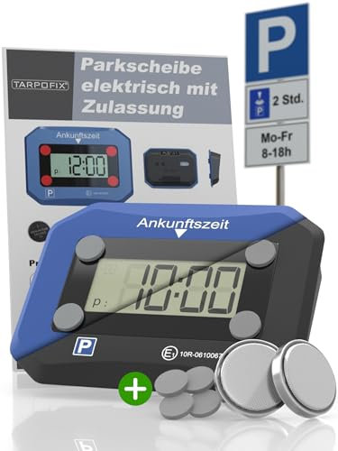 Tarpofix® Parkscheibe elektrisch mit Zulassung nach StVO | Elektronische Parkscheibe mit Zulassung | Automatische & Digitale Parkscheibe mit Batterie | Parkuhr elektronisch mit Zulassung | Auto Gadget