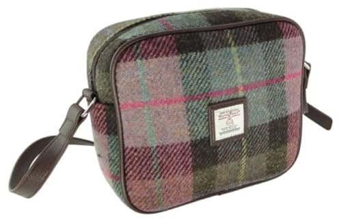 Kilts Wi Hae Muted Green And Rose Pink Check Harris Tweed Tartan Mini Handbag Purse