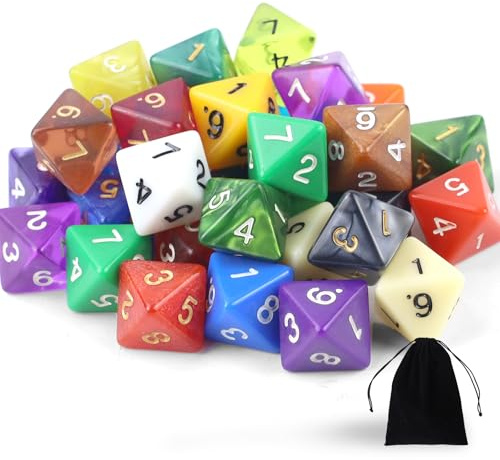 Set di dadi poliedrici da 8 lati, con coulisse nera, 40 pezzi, dadi poliedrici colorati per DND, MPG, MTG, Dungeons e Dragons (D8)