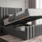 Furnishion Super King Bed Frame with Storage - Steel/Dark Grey Ottoman Bed Super King - Upholstered Panel Storage Bed and Mattress Included