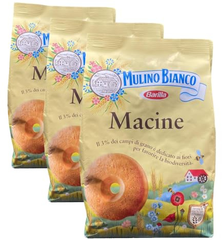 Mulino Bianco Biscotti Frollini Macine con Panna Fresca, Colazione Ricca di Gusto, Senza Olio di Palma, 350 g (Confezione da 3)