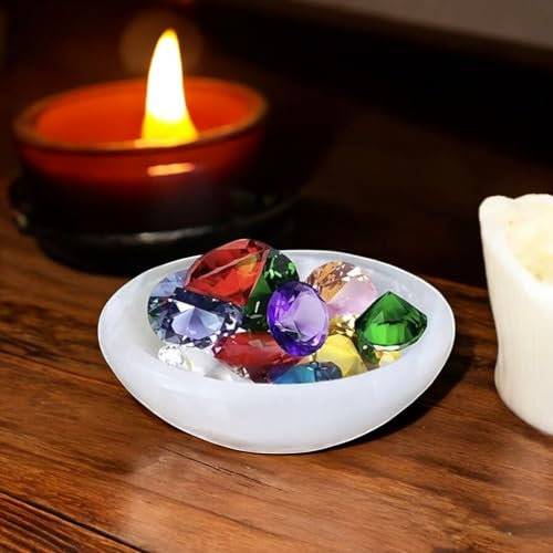 Pro Home Selenite Bowl Crystal Charging White Bowl Alter Cleansing Meditation Spiritual Energy Healing Round Dish Crystal Holder Tray for Gift (6cm)