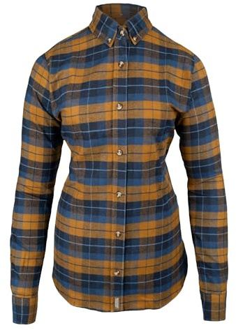 JACK PYKE Ladies Bleasdale Heavy Flannel Shirt Navy Russet Size 18