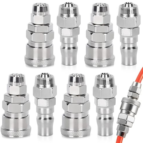 4 Pcs Air Hose Fittings, Air Line Connectors for 8 & 10mm Hose Air Fittings Quick Coupler Airline Fittings for PU Air Hose