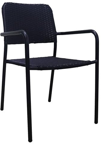 METRO Professional Gartenstuhl mit Armlehne Triana, Stahl/Polyrattan, 56 x 60 x 83 cm, Stapelbar, Wetterfest, Schwarz