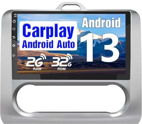 Hexinex Android 13.0 [2GB+32GB] Radio Coche para Ford Focus Mk2 2004-2011 con Carplay Inalámbrico/Android Auto, 9 Pulgadas Pantalla Táctil con Bluetooth/GPS/FM/WiFi/USB/DSP, Apoyo Mandos Volante