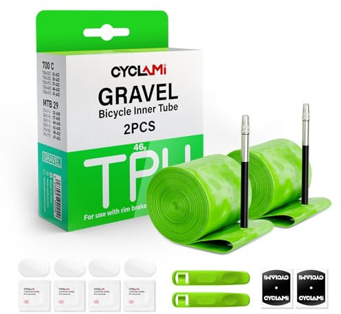 CYCLAMI TPU Schlauch Rennrad/Gravel 700C x 32-47-622,46g Ultraleichter Fahrradschlauch 28 Zoll,MTB Schlauch 29 Zoll,TPU Gravel Rennrad 28 Zoll (2P-Presta Ventil:65mm)