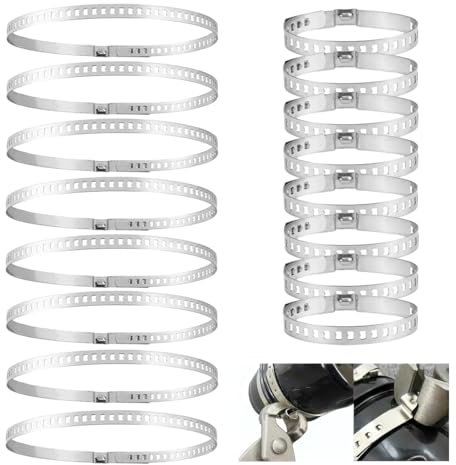 16 Pezzi Fascette Stringitubo, Giunto Omocinetico, Morsetto per Stivale CV, Morsetti Regolabili per Tubi 8 Grandi (50 Mm-120 Mm), 8 Piccoli (20 Mm-50 Mm) Fascette Metalliche per Giunto Omocinetico