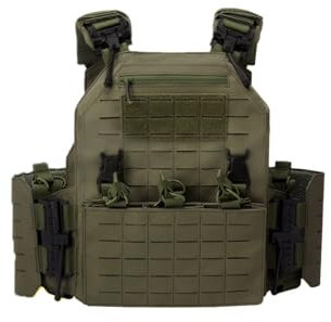 ToyGhillied Outdoors Tactical Vest with Five Pockets, 1050D Adjustable Lightweight Airsoft Vest for Playing or Training Quick-release Plate Carrier CS Outdoor Adventures - Ranger Green