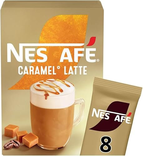 NESCEFÉ Caramel Latte Gold Instant Coffee Sachets, 7 x 17g (Pack of 3) – 100% Responsibly Sourced, Rich & Creamy Coffee Mix