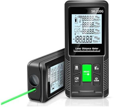 Laser-Maßband, 120 m, grün, Laser-Entfernungsmesser, hochpräzises Roulette, mehrere Messfunktionen, elektronisches Lineal(SK-70G)