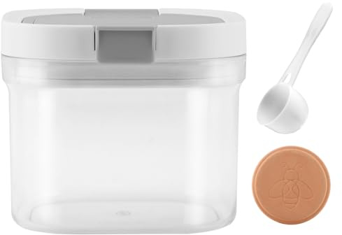 QOTSTEOS Sugar Keeper Storage Container,Brown Sugar Container Airtight with Spoon, Clear Food Storage Containers, Easy-Clean, Perfect for Coffee, Flour, Sugars(COLOR:clear)