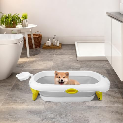 Faltbare Badewanne für Babys, Badewanne und Kissen, die Kinderbadewanne ist für Neugeborene geeignet, für Geschenke zur Geburt von Kleinkindern, (Stil 4) 97 x 52 x 24 cm – Grau