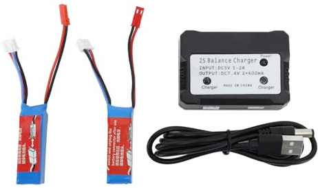 7.4V 400mAh RC Lipo Battery With 2S Balance Charger for WLtoys 1/28 RC Car K989/K989/284161 20C Lipo Battery