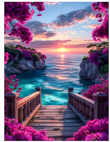 Aapxi Diamond Painting Erwachsene Küstenlandschaft, 5D Diamond Painting Bilder Landschaft, Mosaikherstellung Bastelset Als Geschenk, Zur Entspannung und Als Wanddeko 30×40cm