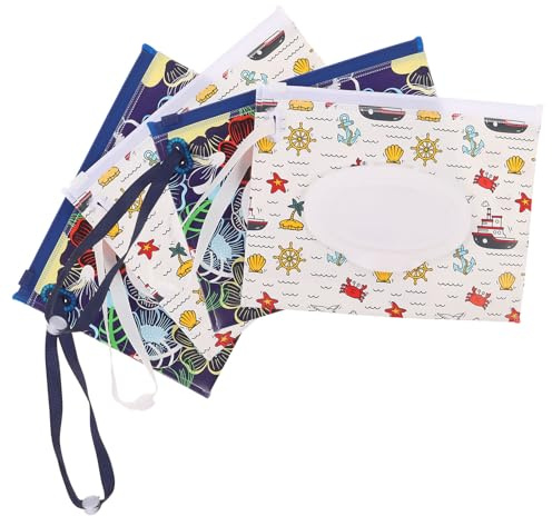 ERINGOGO 4pcs Portable Wet Wipes Bag Zipper Closure Travel Wipes Holder for Diaper Changing Table Reusable Container for Nursery