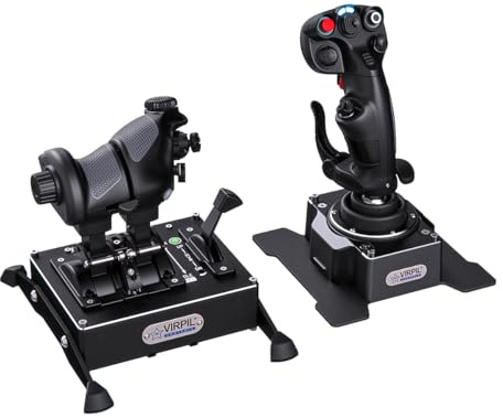 VIRPIL Controls - AEROMAX Cadet HOTAS Bundle (Premium Joystick & Gashebel Set für PC Flugsimulation, CDT-AEROMAX-R Flightstick + CDT-VMAX Throttle, Rechtshänder)