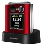 Beafon, Fold10 LTE, Klapphandy, SOS Notruftaste, XL Farbinnendisplay2,2 (5,58cm), XL Farbaußendispaly 1,44 (3,65cm), Fotokontaktanzeige, Kamera, Lichtsignal, Tischladeschale, rot