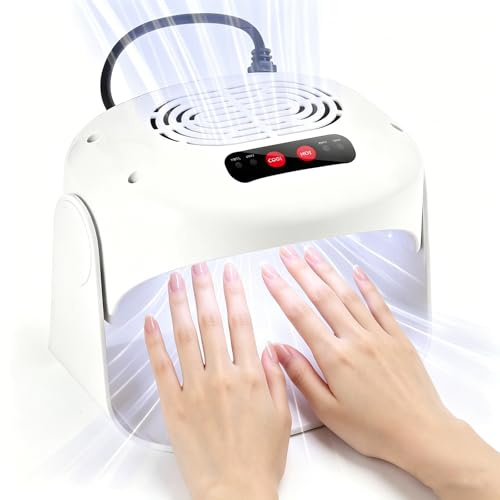 Fast Nail Dryer, 600w Nail Polish Dryer-6x Faster Drying with Dual Heating & Cooling Modes, Adjustable Angle Nail Fan for Regular Polish for Salon & Home Use White