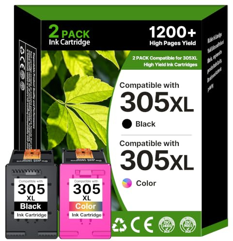 305 XL Deskjet 4120e Druckerpatronen Ersatz für HP 305 Druckerpatronen | Kompatibel für HP 305 XL für HP Envy 6020e 6032 6420e Deskjet 2820e 4220e 2720e 2700 4120e 2720 2800e (2er-Pack)