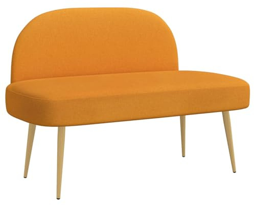 vidaXL Gepolsterte Sitzbank mit Rückenlehne, Dunkelgelb 110 x 60 x 76 cm, moderne Wohnzimmerbank, gepolstert aus Schaumstoff, Sperrholzgestell, einfach zu installieren, Sofa für zwei
