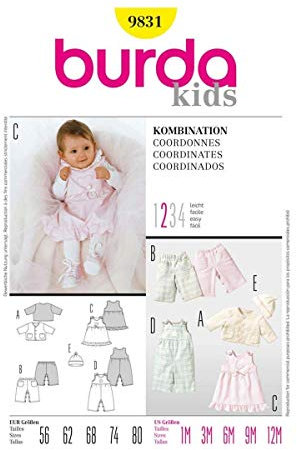 Burda Schnittmuster 9831 Baby-Kombination Gr. 56-80