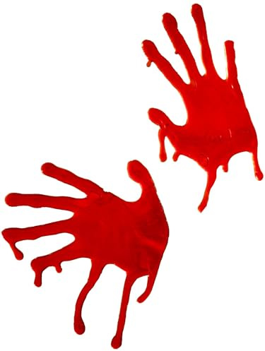 Smiffys Grauenhaft blutige Hände, Rot, Nur zur Fensterdekoration Halloween