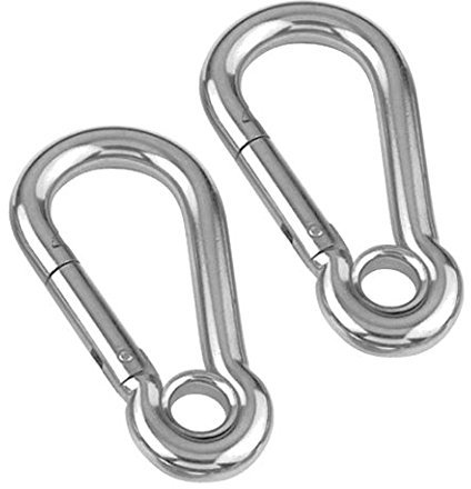 Versandbox24 2 x Karabinerhaken 12x140 mm mit Kausche Feuerwehrkarabiner Karabiner Haken Edelstahl V4A