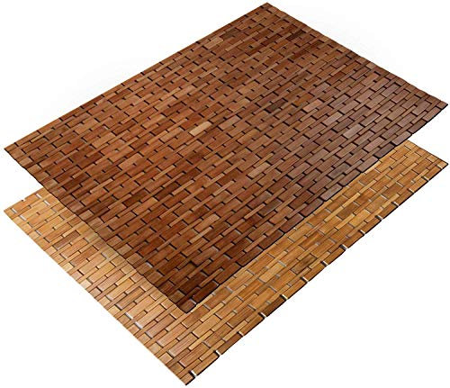 casa pura Badezimmermatte aus Bambus Holz 60x90cm 8mm Dick | Duschmatte rutschfest und waschbar | Badewannenmatte Antirutschmatte für Dusche und Sauna (Dunkelbraun, Mia)