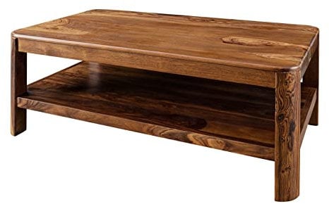 Massivmoebel24.de | Toronto Couchtisch aus Massivholz #205 - Walnuss, gewachst | aus Sheeshamholz | 120x70x45 cm | zusätzliche Ablagefläche | Kaffeetisch Beistelltisch Sofatisch