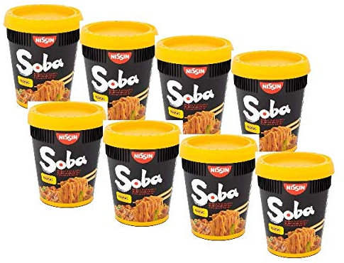 Nissin Soba Classic Noodles di Grano Saraceno Istantanei con Salsa Yakisoba - 8 x 90 Gram (Dopo la preparazione 8 x 180 Grammi)