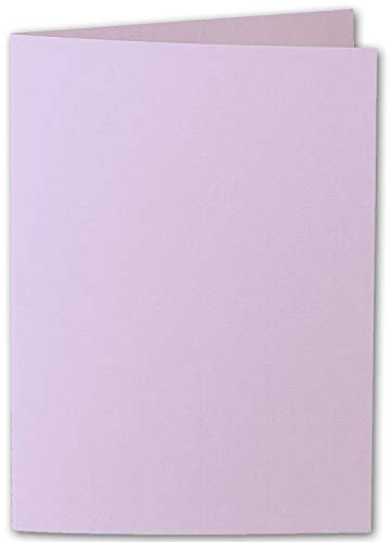 ARTOZ 100x DIN B6 Faltkarten - Flieder (Lila) gerippt 120 x 169 mm Klappkarten blanko - Karten zum selbstgestalten mit 220 g/m² edle Egoutteur-Rippung - Serie 1001