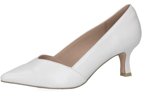 CAPRICE Damen Pumps Spitz aus Leder, Weiß (White Perlato), 40.5 EU