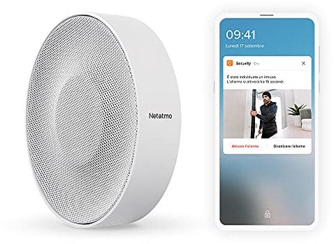 Netatmo Sirène Interne Intelligente, sans Fil, 110 DB, Activation/désactivation Automatique, sans abonnement, alimenté par Piles ou par câble NIS01-IT