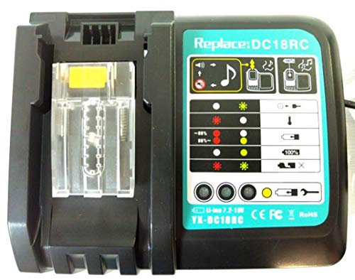 ANOITD DC18RC 14.4V-18VLi-Ion Battery Charger Compatible with Makita DC18RC DC18RD DC18RA DC18SD DC18SF to Work with BL1830 BL1840 BL1850 BL1860 BL1840B BL1820 BL1815 BL1430 BL1450 Makita 18V Battery