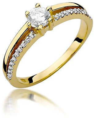 Damen Solitär Versprechen Ring Verlobungsring Antragsring 585 14k Gold Gelbgold natürlicher echt Diamant Brillanten