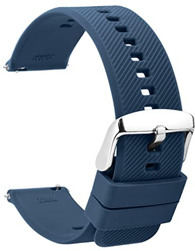 TStrap Montres Bracelets Silicone 18mm - Remplacement Bracelet de Montre Étanche à Dégagement Rapide en Caoutchouc Bleu Marine - Plusieurs Couleurs pour Hommes Femmes Smartwatch Sport - 20mm 22mm