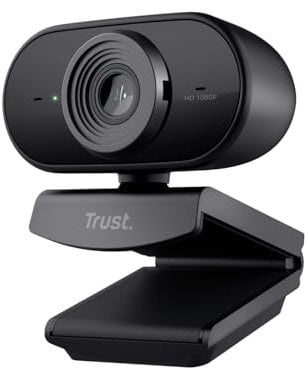 Trust Tolar Full HD 1080p Webcam PC Con Microfono, 2 Microfoni Integrati, Fuoco Fisso, 30 FPS, Riduzione Del Rumore, USB Plug & Play, Per PC/Laptop/Mac/Macbook, Hangouts, Meet, Skype, Teams - Nero