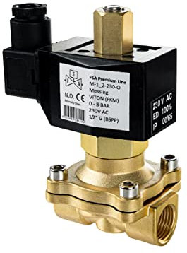 FSA Magnetventil Messing 1/2 230V AC 0-8 bar Viton stromlos offen