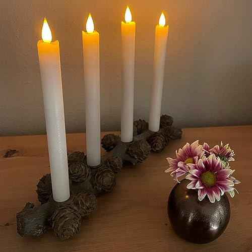 Kerzenhalter, Adventskranz für 4 Stabkerzen und Tafelkerzen - Kerzenständer Baumstamm, AST mit Tannenzapfen